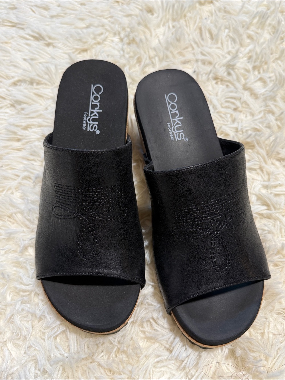 Corkys Black Open-Toe Mule Slides